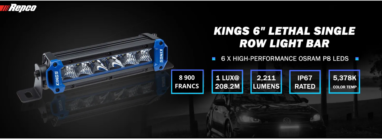BARRE LED 06 POUCES SLIM KINGS LETHAL