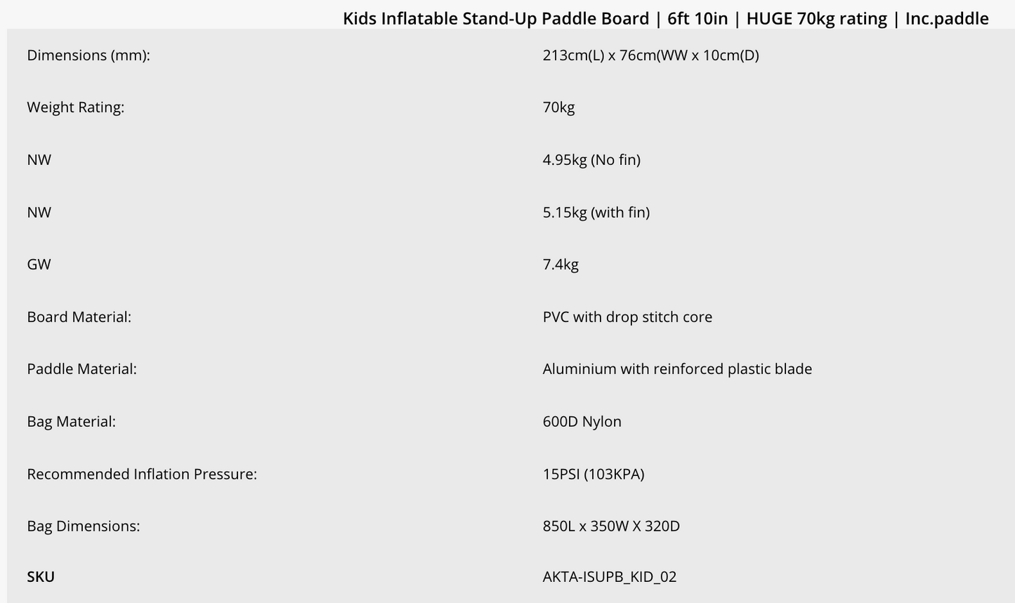 Paddle gonflable enfant